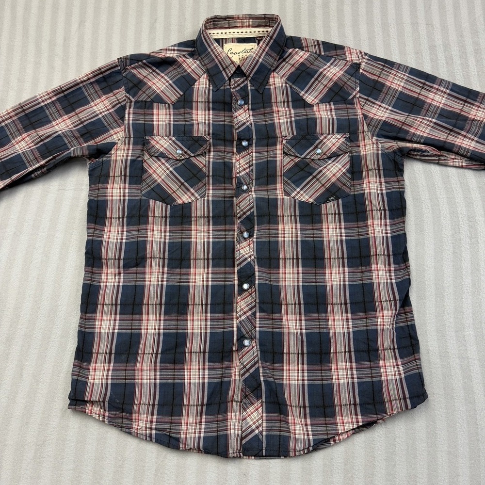 Coastal Mens Large Snap‎ Down Shirt Long Sleeve Plaid